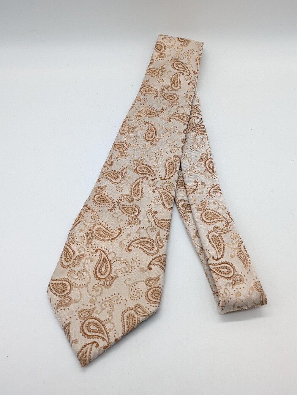 Vintage Giorgio Armani Tan Brown Paisley Silk Tie